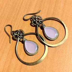Metal and rose quartz earrings